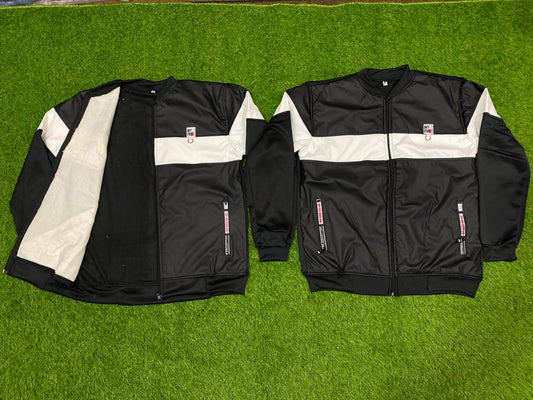 WHITE PANAL LEATHER JACKET